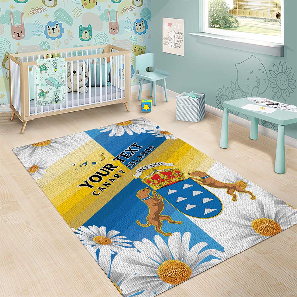 Personalized Canary Islands Area Rug Coat Of Arms Argyranthemum Frutescens