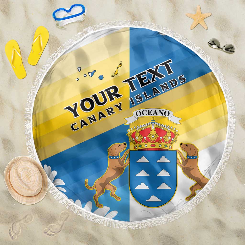 Personalized Canary Islands Beach Blanket Coat Of Arms Argyranthemum Frutescens