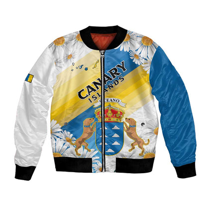 Personalized Canary Islands Bomber Jacket Coat Of Arms Argyranthemum Frutescens