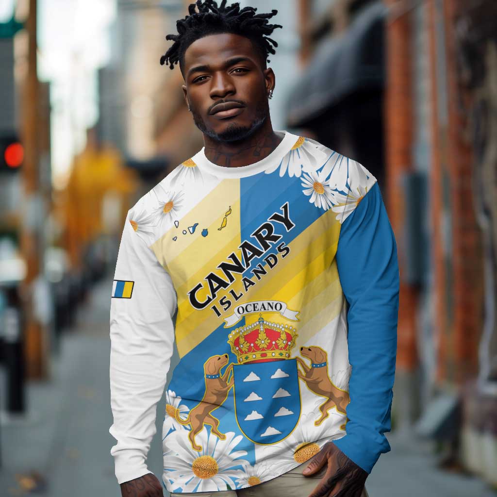 Personalized Canary Islands Long Sleeve Shirt Coat Of Arms Argyranthemum Frutescens