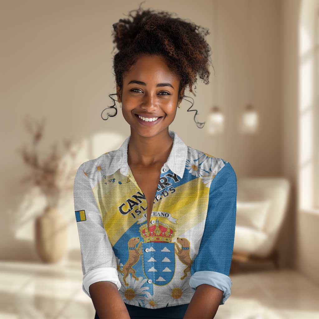Personalized Canary Islands Women Casual Shirt Coat Of Arms Argyranthemum Frutescens