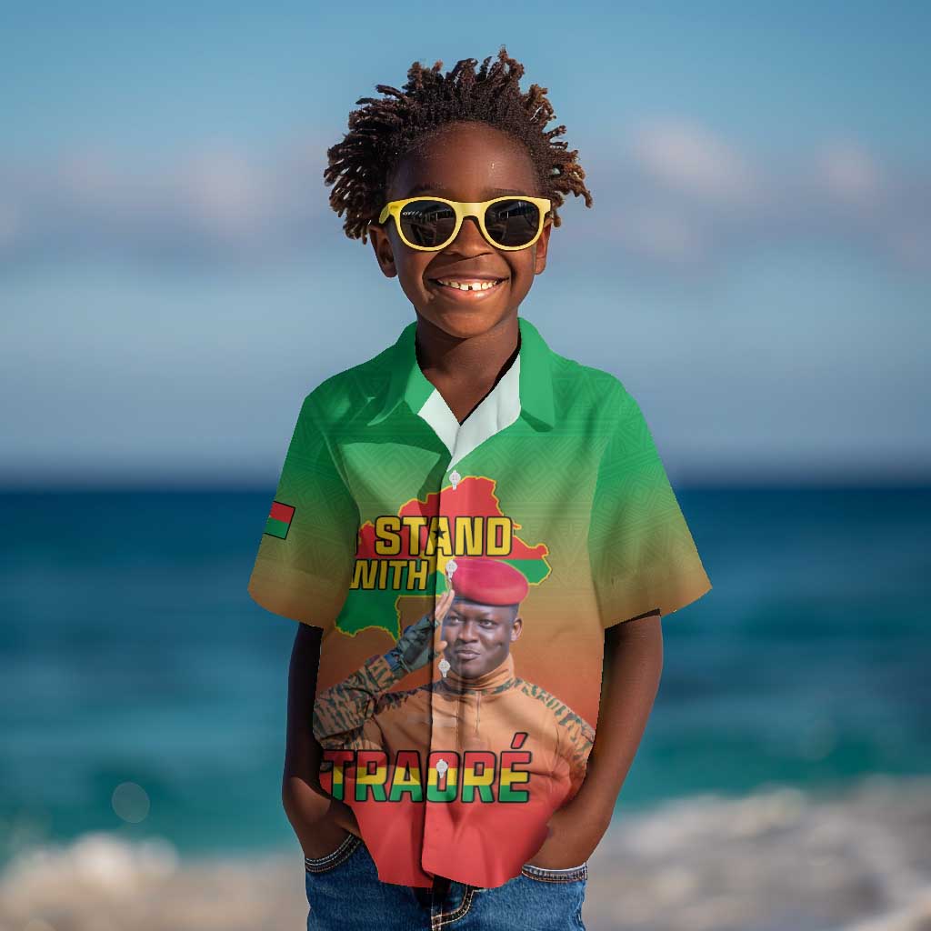 Burkina Faso I Stand With Traore Kid Hawaiian Shirt African Pattern
