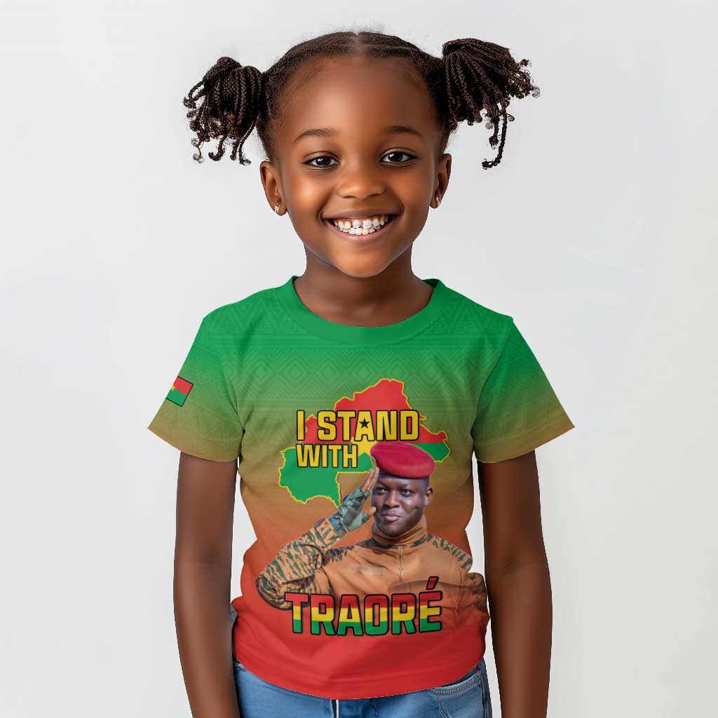 Burkina Faso I Stand With Traore Kid T shirt African Pattern