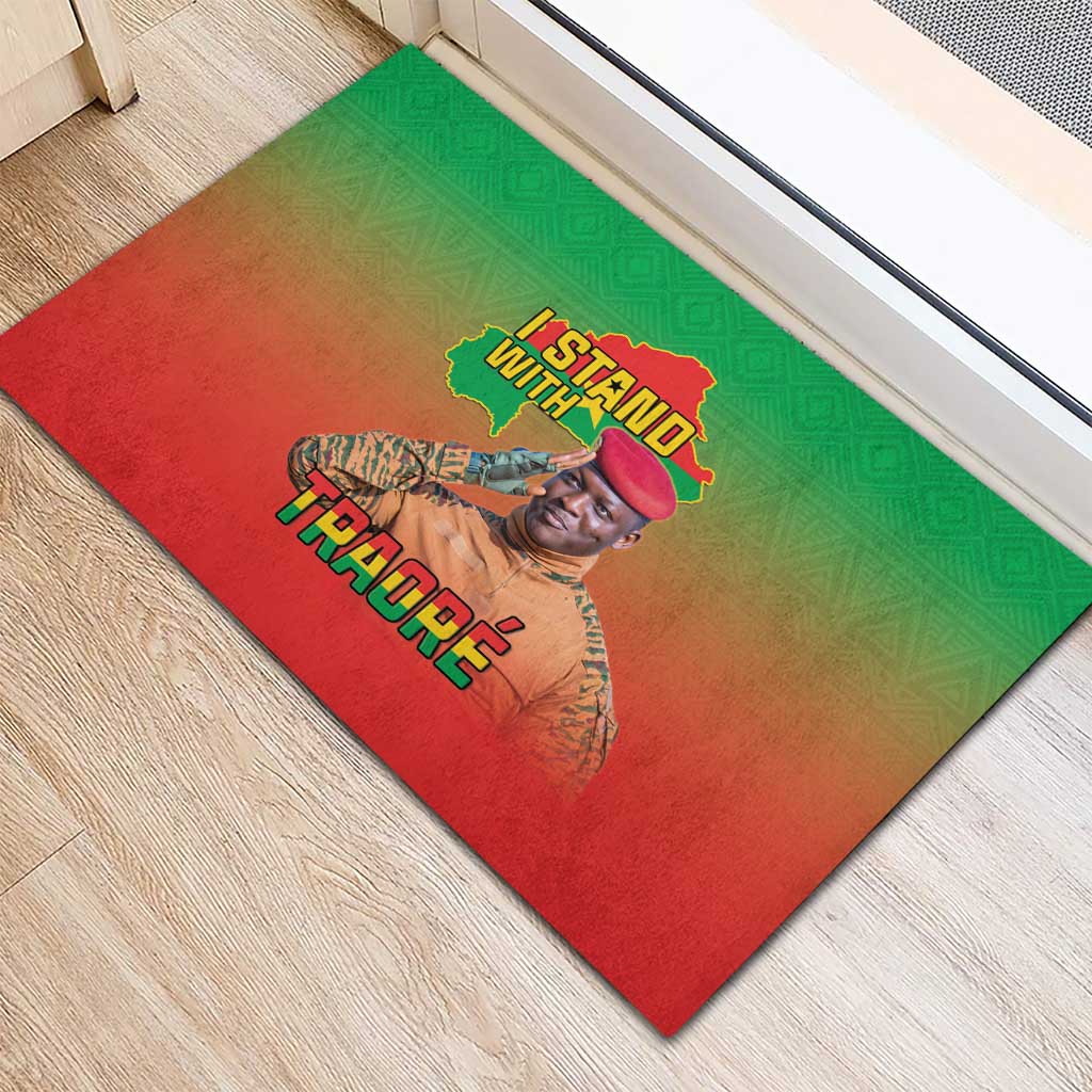 Burkina Faso I Stand With Traore Rubber Doormat African Pattern