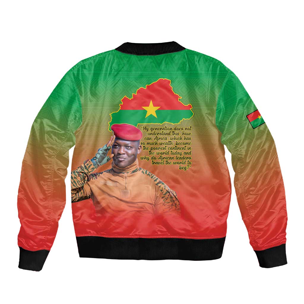Burkina Faso I Stand With Traore Sleeve Zip Bomber Jacket African Pattern