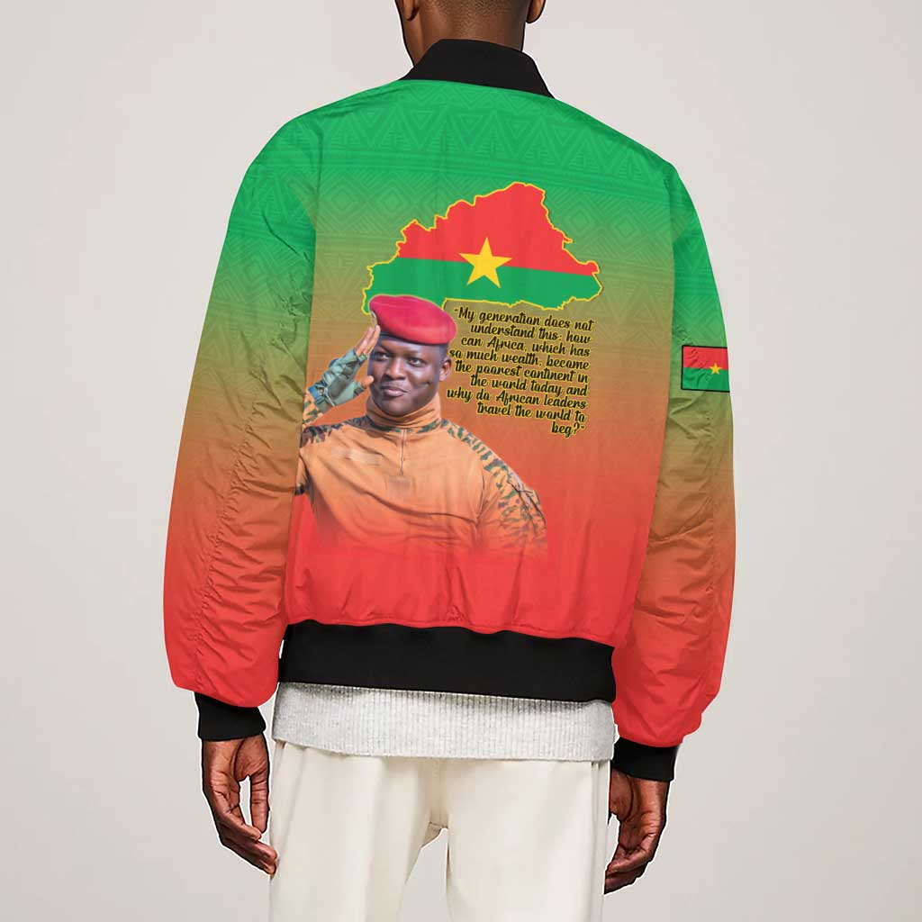 Burkina Faso I Stand With Traore Sleeve Zip Bomber Jacket African Pattern