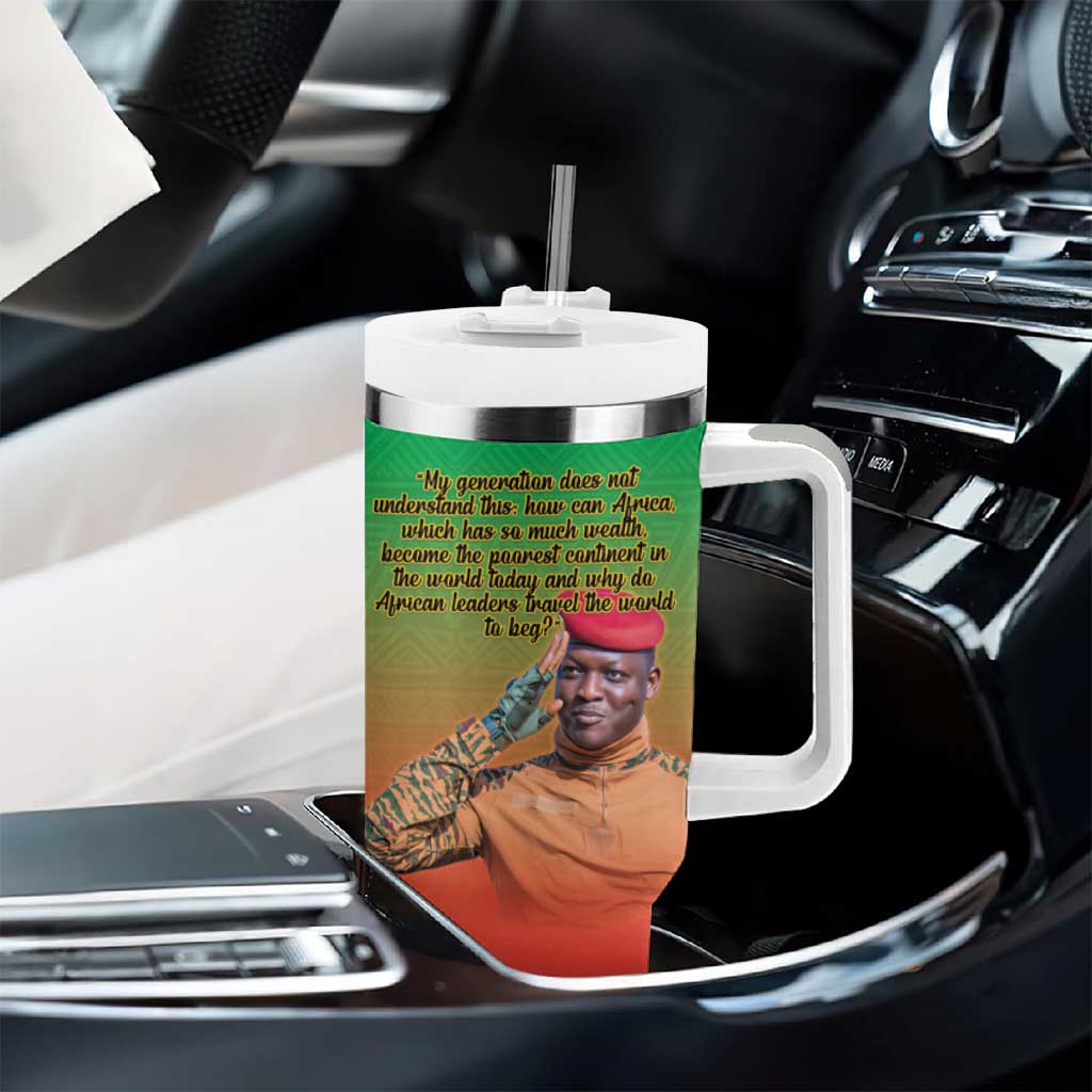 Burkina Faso I Stand With Traore Tumbler With Handle African Pattern