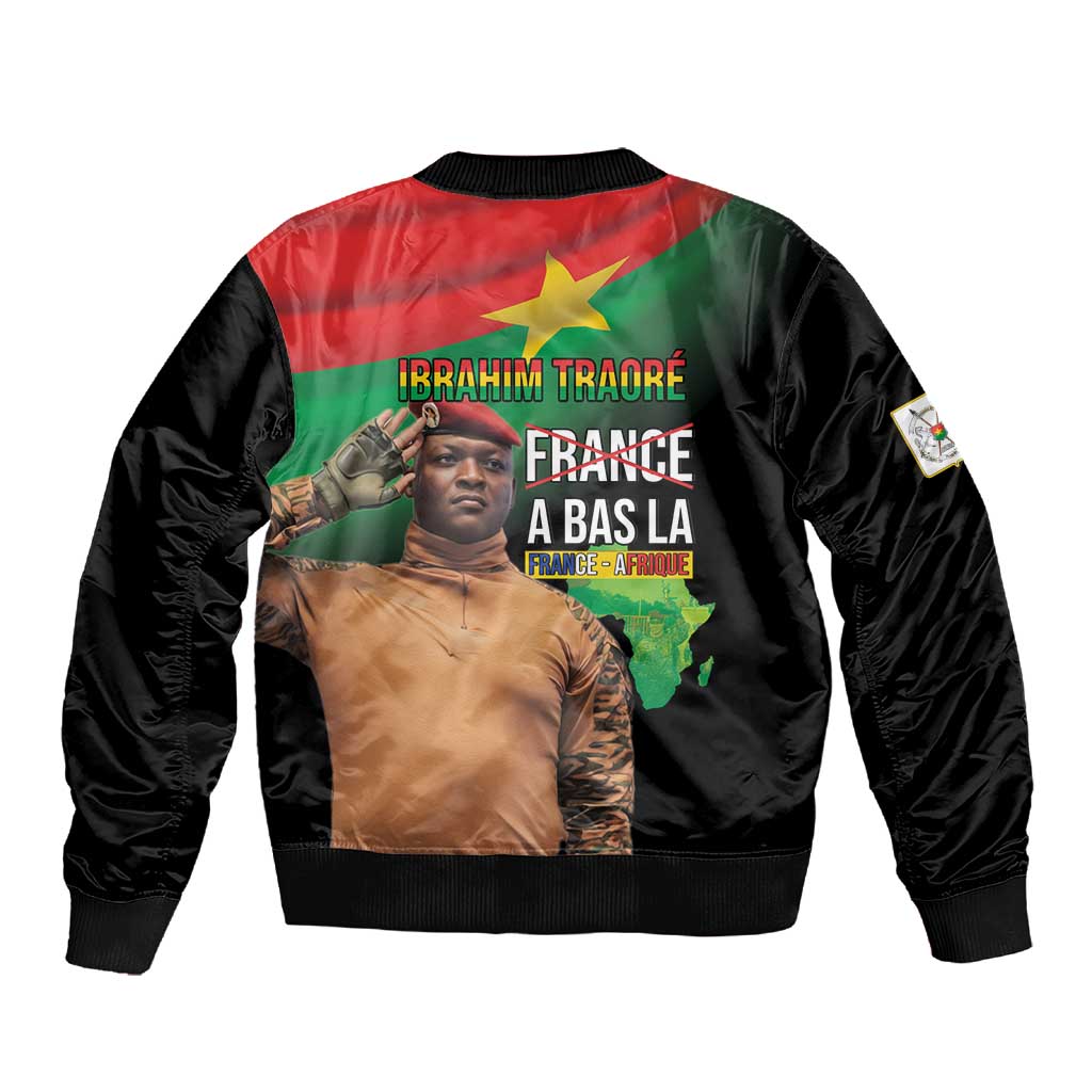 Traore Burkina Faso A Bas La Francafrique Sleeve Zip Bomber Jacket