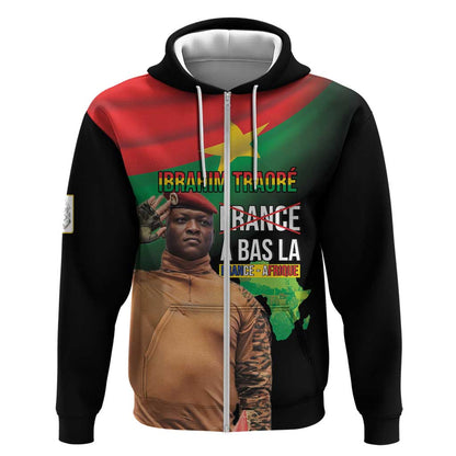 Traore Burkina Faso A Bas La Francafrique Zip Hoodie