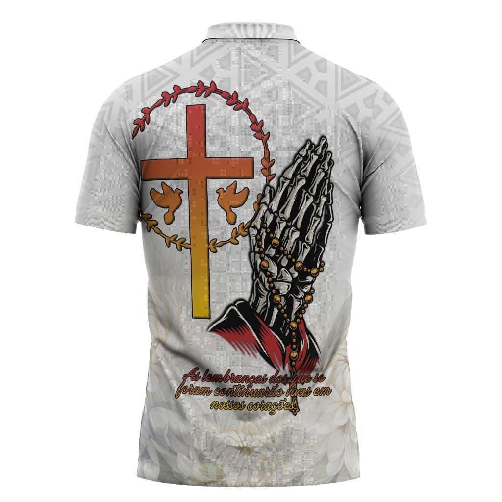 Angola All Souls Day Zipper Polo Shirt Together in Remembrance