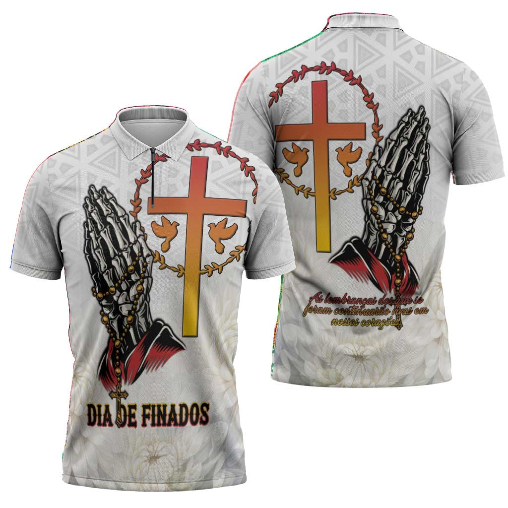 Angola All Souls Day Zipper Polo Shirt Together in Remembrance