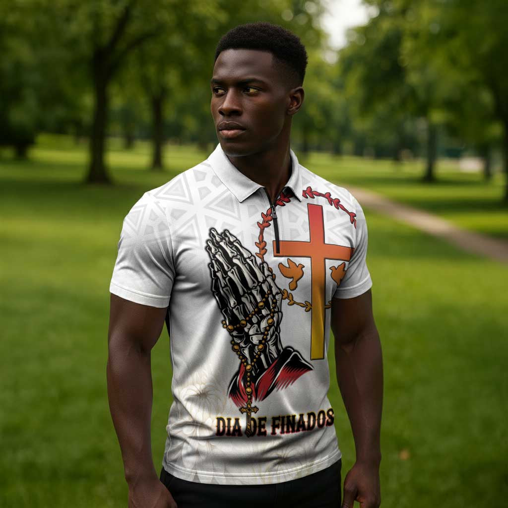 Angola All Souls Day Zipper Polo Shirt Together in Remembrance