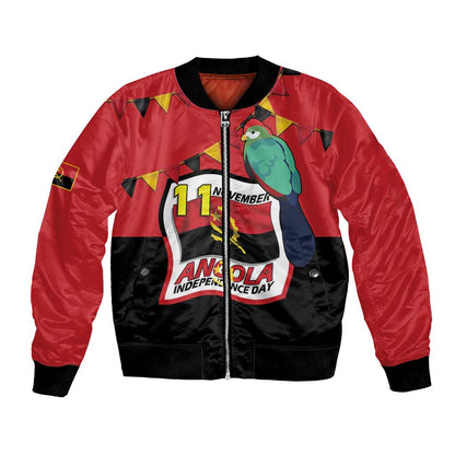Happy Angola Independence Day Bomber Jacket With Red-crested Turaco - African Pride