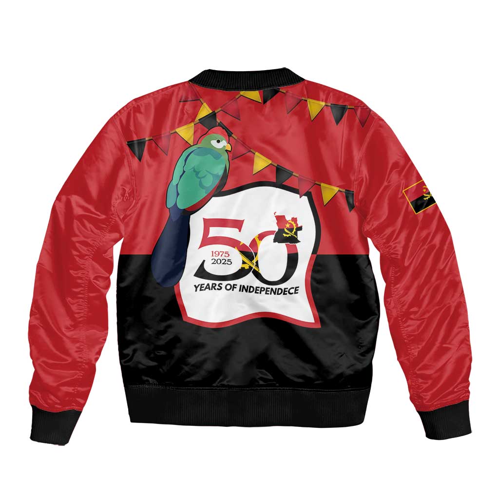 Happy Angola Independence Day Bomber Jacket With Red-crested Turaco - African Pride