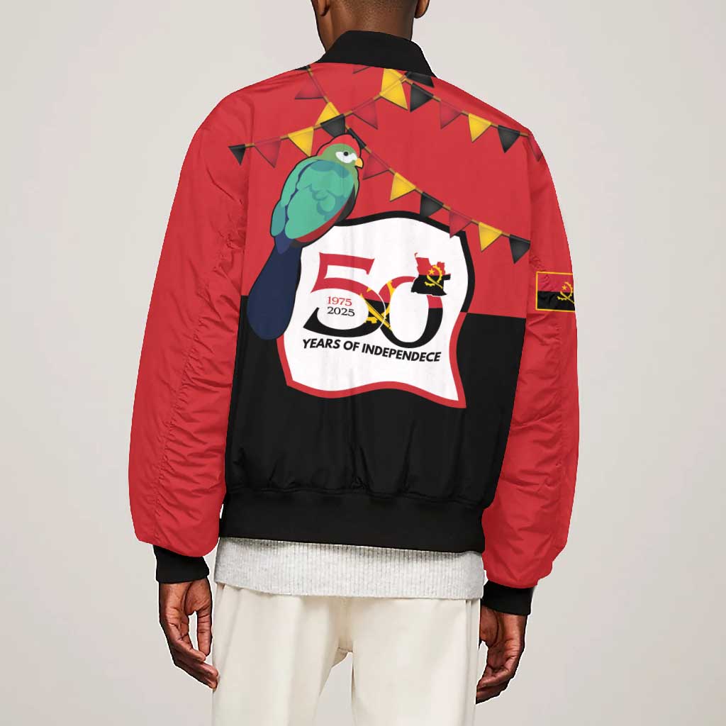 Happy Angola Independence Day Bomber Jacket With Red-crested Turaco - African Pride
