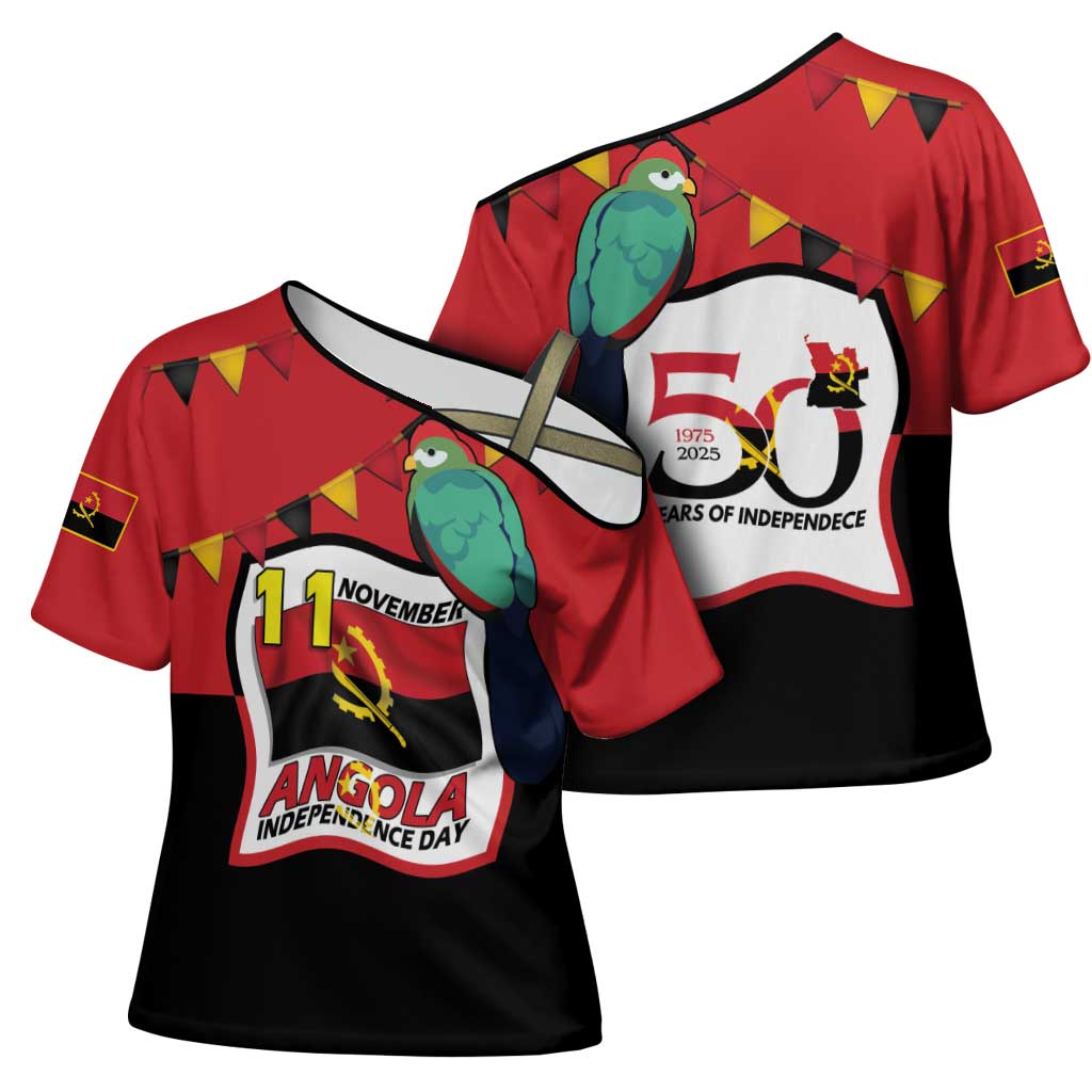 Happy Angola Cross Shoulder Shirt 50 Years of Independence