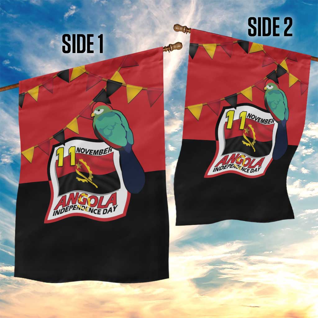 Happy Angola Independence Day Garden Flag With Red-crested Turaco - African Pride