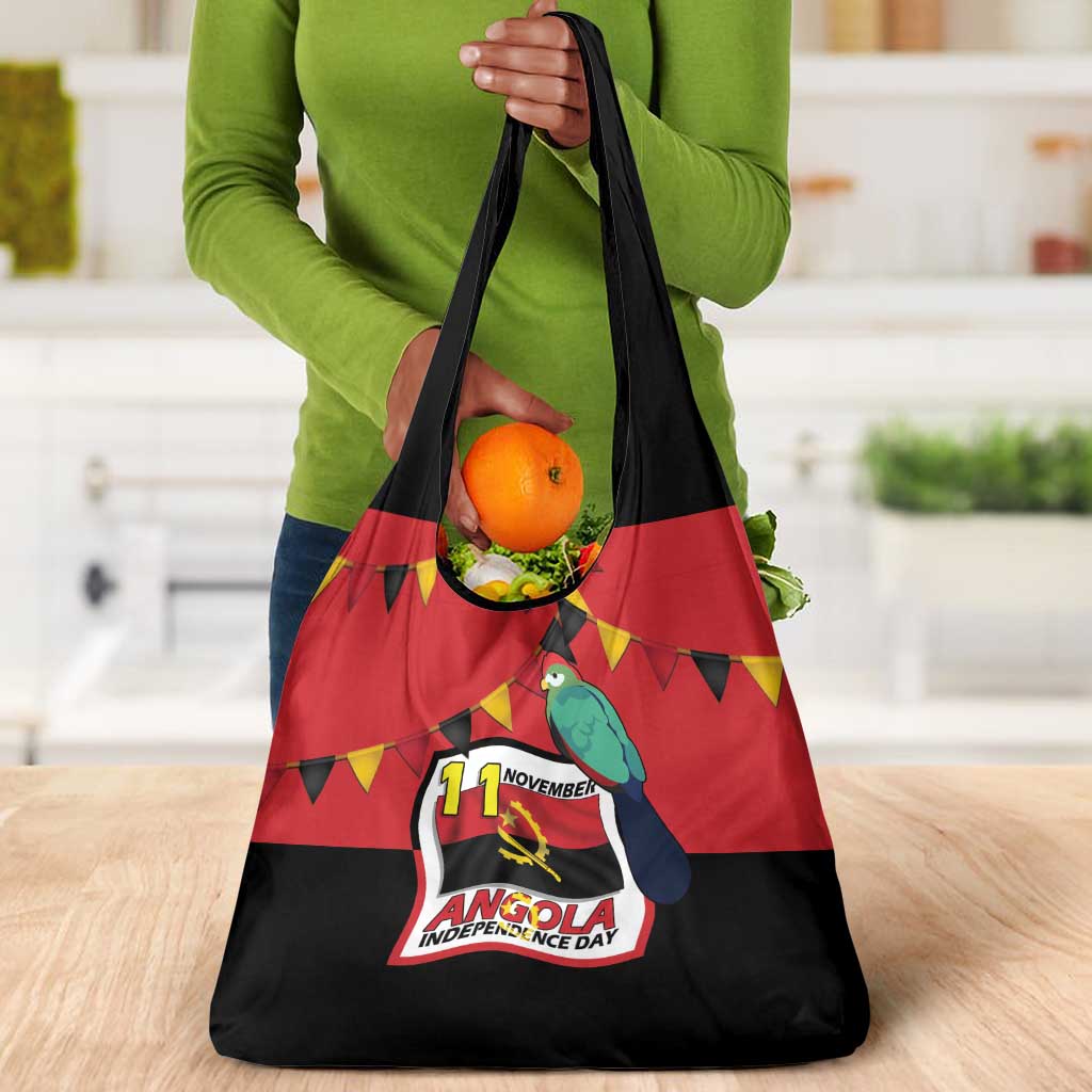 Happy Angola Independence Day Grocery Bag With Red-crested Turaco - African Pride