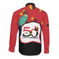 Happy Angola Independence Day Long Sleeve Button Shirt With Red-crested Turaco - African Pride