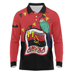 Happy Angola Independence Day Long Sleeve Polo Shirt With Red-crested Turaco - African Pride