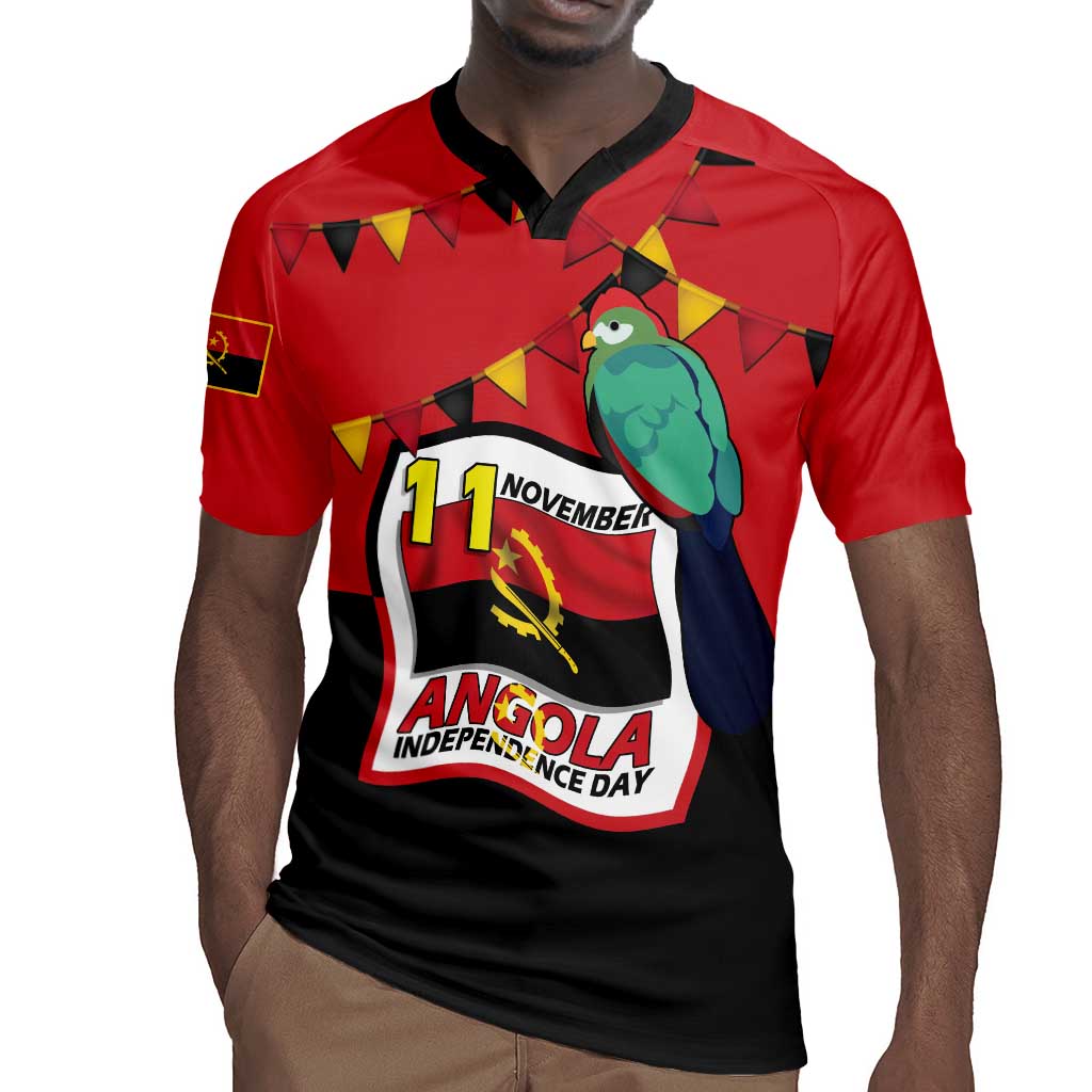 Happy Angola Independence Day Rugby Jersey With Red-crested Turaco - African Pride