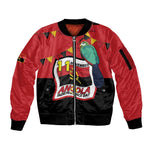 Happy Angola Independence Day Sleeve Zip Bomber Jacket With Red-crested Turaco - African Pride
