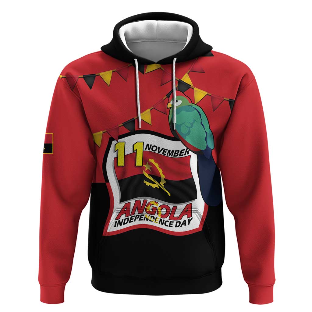 Happy Angola Independence Day Zip Hoodie With Red-crested Turaco - African Pride