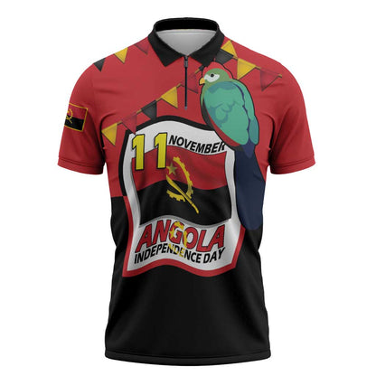Happy Angola Zipper Polo Shirt 50 Years of Independence