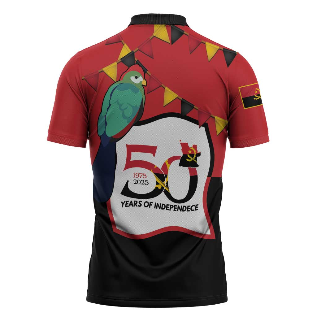 Happy Angola Zipper Polo Shirt 50 Years of Independence