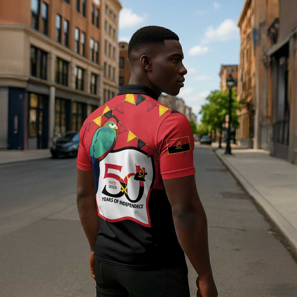 Happy Angola Zipper Polo Shirt 50 Years of Independence