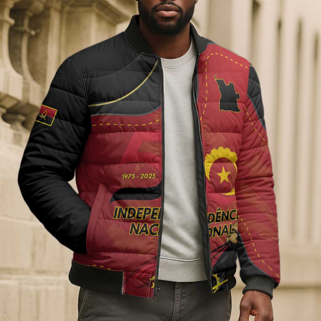 Personalized Angola Independence Day Bomber Puffer Jacket Virtue Is Stronger When United