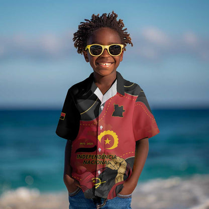 Personalized Dia da Independencia de Angola Kid Hawaiian Shirt Virtus Unita Fortior - African Pride