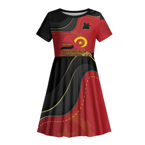 Personalized Dia da Independencia de Angola Kid Short Sleeve Dress Virtus Unita Fortior - African Pride