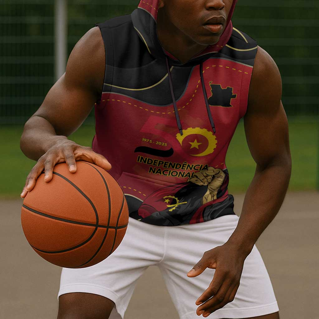 Personalized Dia da Independencia de Angola Sleeveless Hoodie Virtus Unita Fortior - African Pride