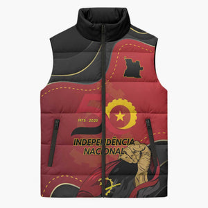 Personalized Angola Independence Day Sleeveless Puffer Jacket Virtue Is Stronger When United