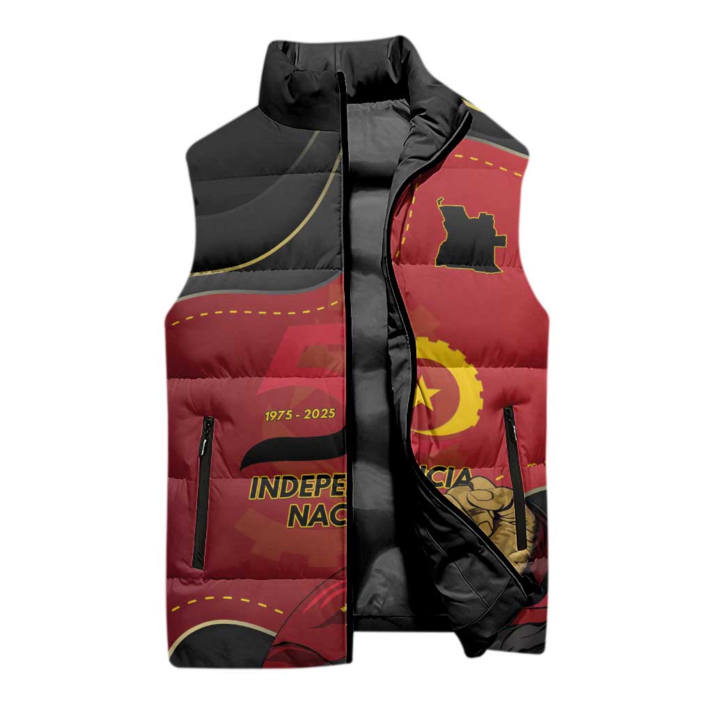 Personalized Angola Independence Day Sleeveless Puffer Jacket Virtue Is Stronger When United