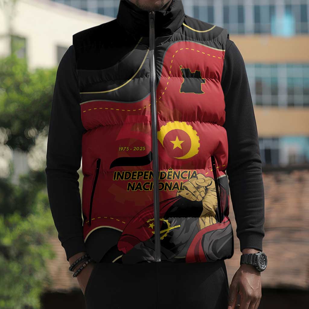 Personalized Angola Independence Day Sleeveless Puffer Jacket Virtue Is Stronger When United