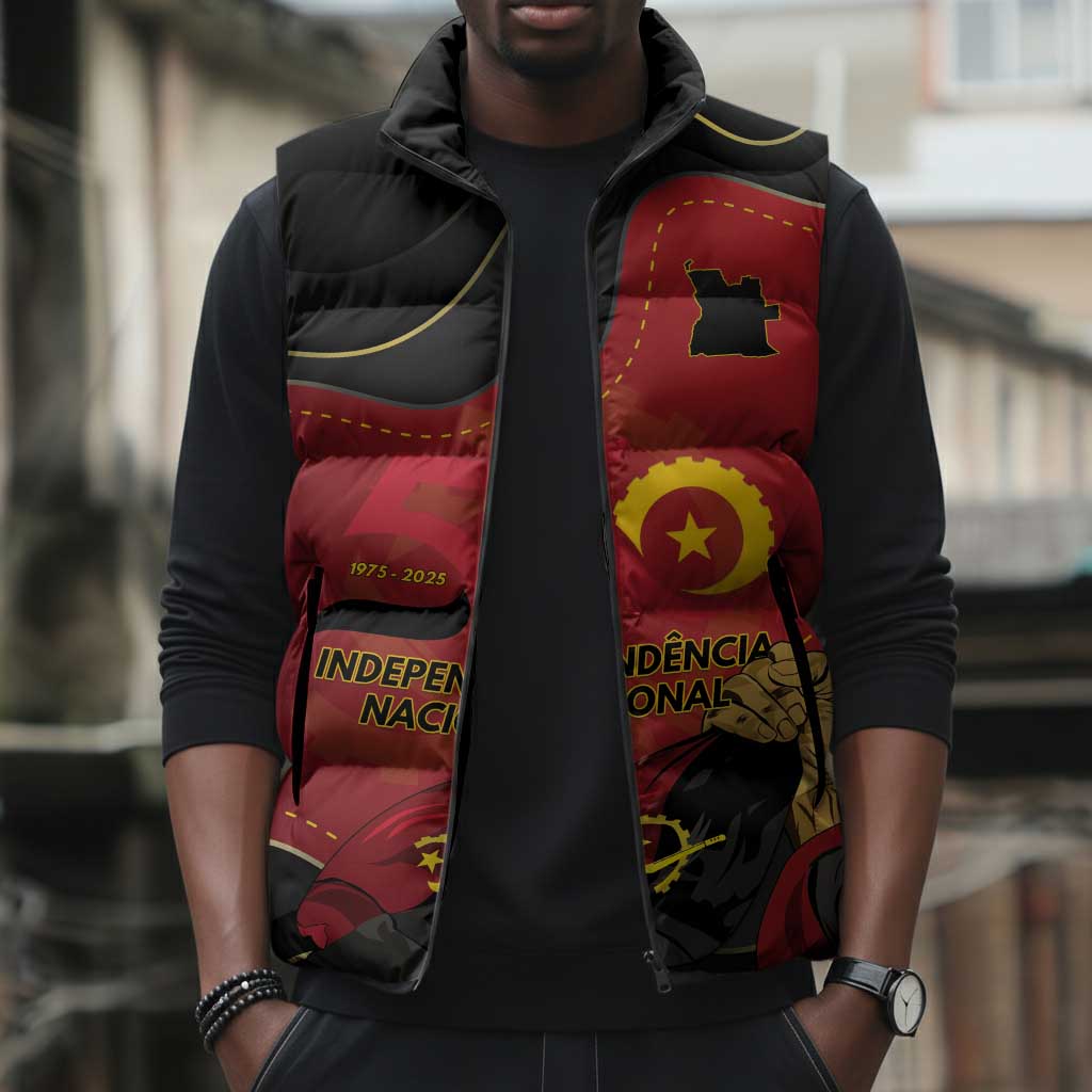 Personalized Angola Independence Day Sleeveless Puffer Jacket Virtue Is Stronger When United