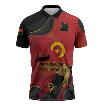 Personalized Angola Independence Day Zipper Polo Shirt Virtue Is Stronger When United