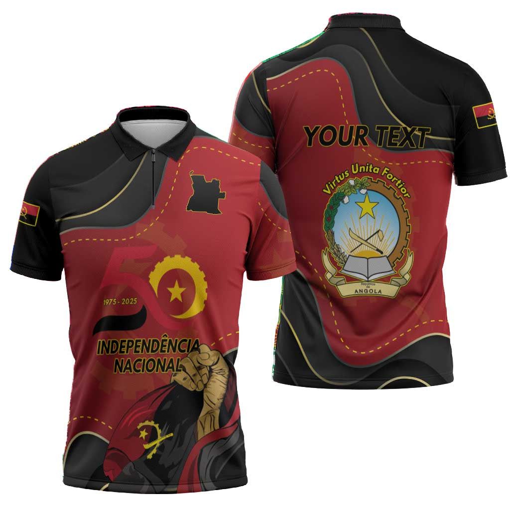 Personalized Angola Independence Day Zipper Polo Shirt Virtue Is Stronger When United