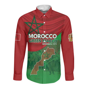 Morocco La Marche Verte Long Sleeve Button Shirt Happy 50th Anniversary - African Pride