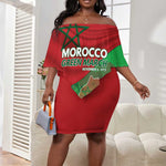 Morocco La Marche Verte Off Shoulder Short Dress Happy 50th Anniversary - African Pride