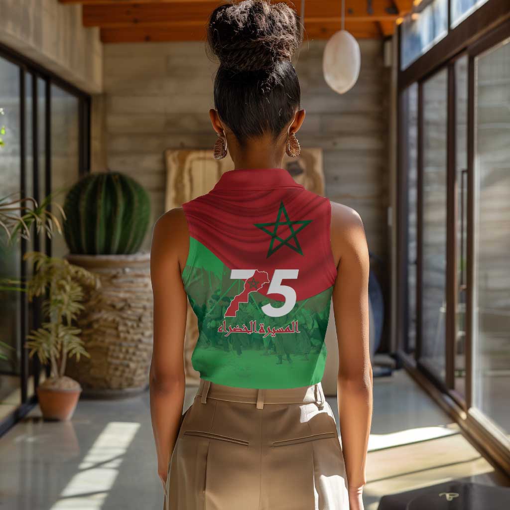 Morocco La Marche Verte Women Sleeveless Polo Shirt Happy 50th Anniversary - African Pride