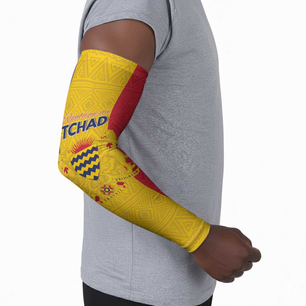 Personalized Chad Arm Sleeves Coat Of Arms - Flag Style