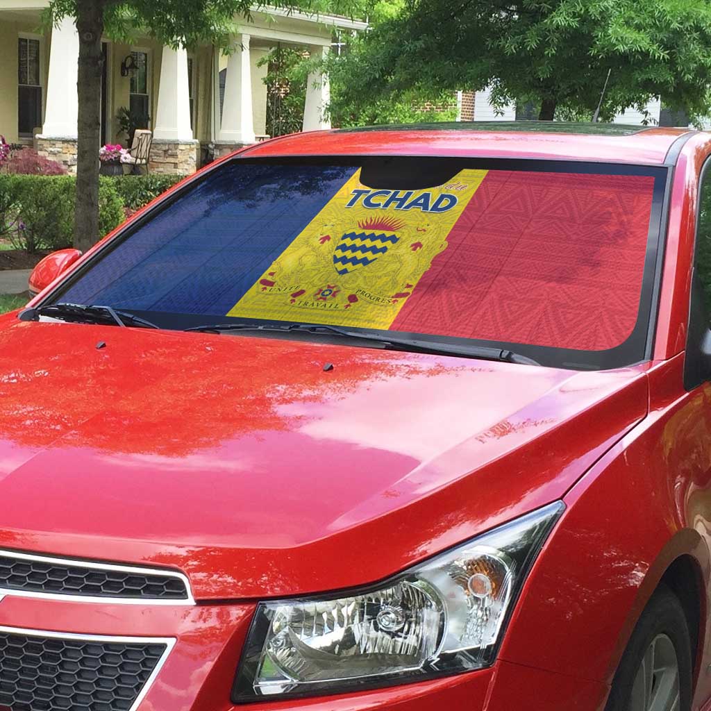 Chad Auto Sun Shade Coat Of Arms - Flag Style