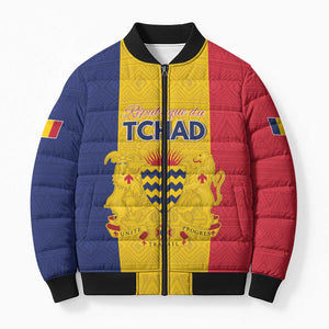 Personalized Chad Bomber Puffer Jacket Coat Of Arms - Flag Style