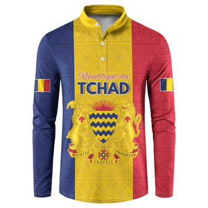 Personalized Chad Button Sweatshirt Coat Of Arms - Flag Style