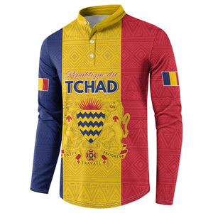 Personalized Chad Button Sweatshirt Coat Of Arms - Flag Style