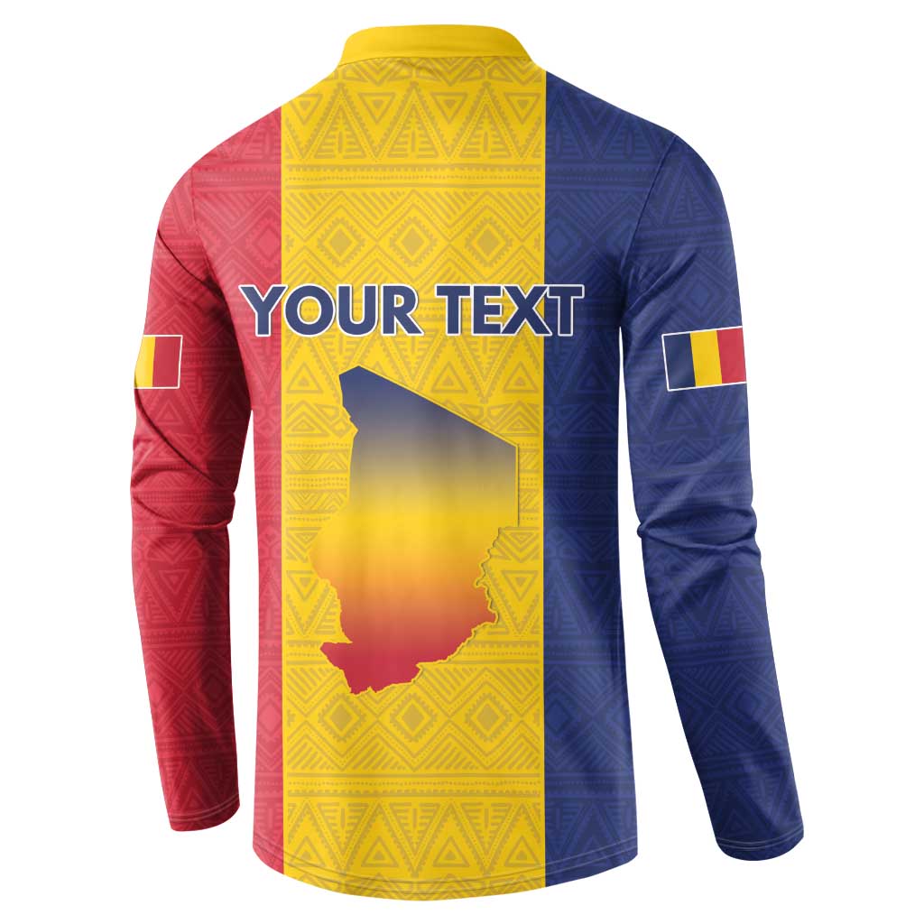 Personalized Chad Button Sweatshirt Coat Of Arms - Flag Style