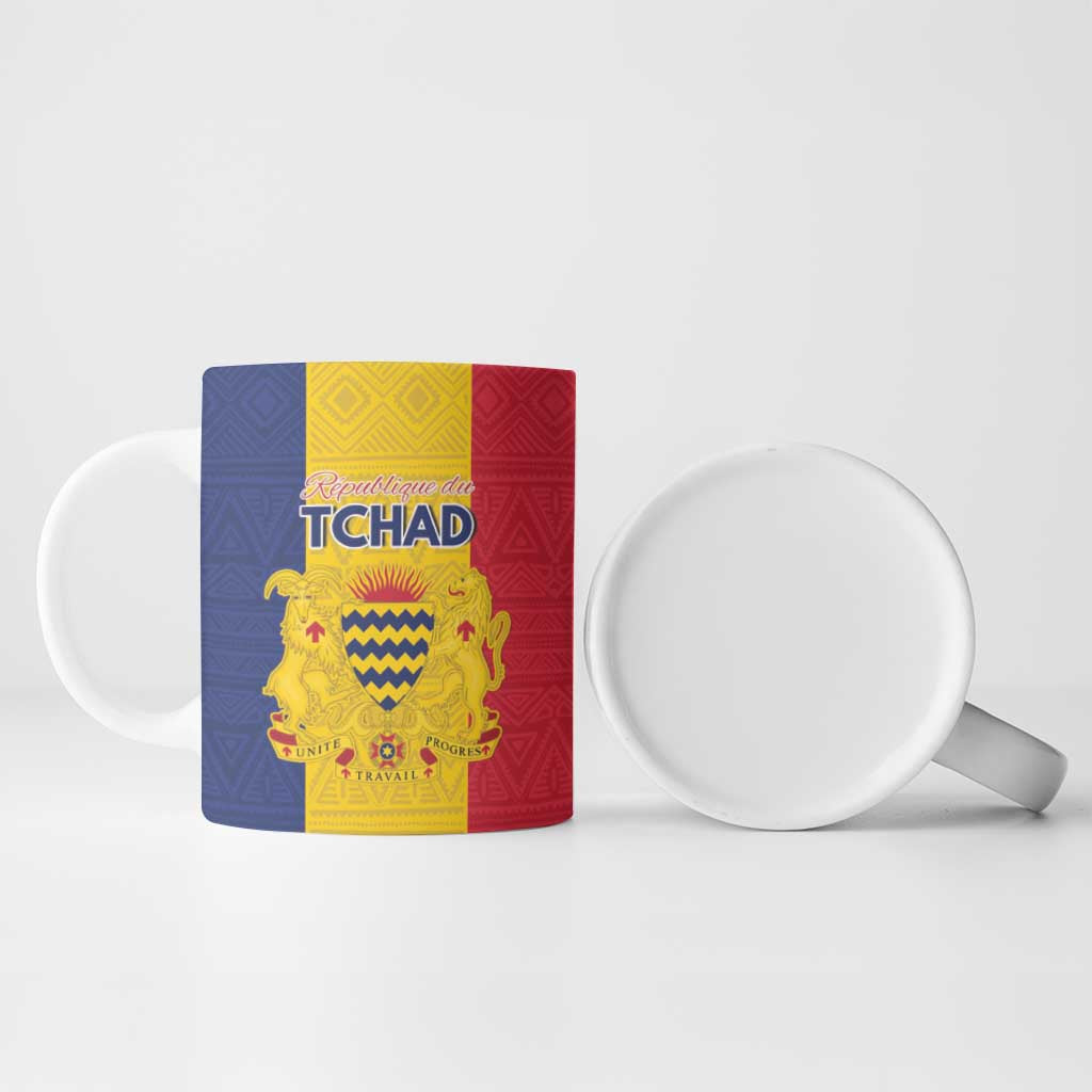 Personalized Chad Ceramic Mug Coat Of Arms - Flag Style